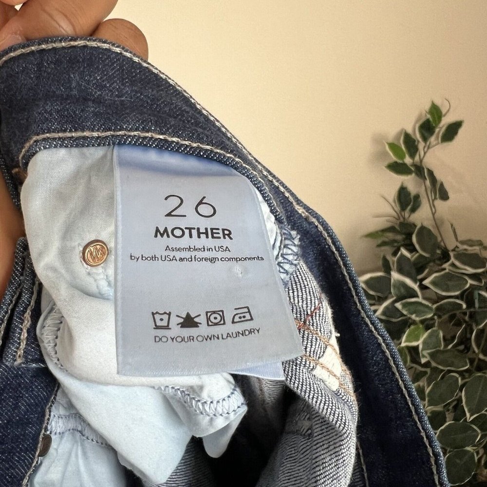 Mother Insider Step Crop Fray Jeans in Speed Racer Blue Red Side Stripe Size 26 - Picture 10 of 10